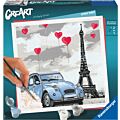 CreArt Lovely Paris målarset med förtryckt duk och akrylfärg