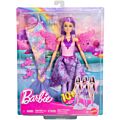 Barbie Fantasy 3-i-1 dukke med lilla hår - fe, havfrue og prinsesse
