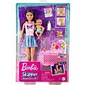 Barbie Skipper barnepige dukke med baby minidukke og babyseng