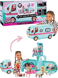 L.O.L. Surprise! OMG Glam N' Go Camper avec + de 50 Surprises et Jeu 360°, avec Piscine, Toboggan Aquatique, Lits Superposés, Coiffeuse, Barbecue et Stand DJ - Enfants de 4 ans et