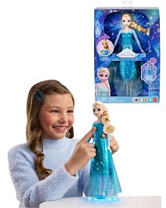 Disney Frozen Elsa syngende lysdukke med opplyst blå kjole, projeksjonseffekter og musikkfunksjon fra Frost