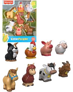 Fisher-Price Little People Farm Animal Friends figursett med 8 gårdsdyr inkludert ku, hest, gris, sau, geit, lama, hund og høne