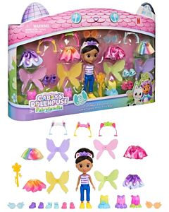 Gabbys Dockskåp Fairylandia modeset med förpackning, Gabby-docka, kläder, älvvingar, skor, masker och tillbehör