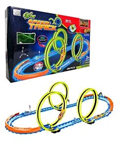 Glow Power Track racerbana med bil 49 delar