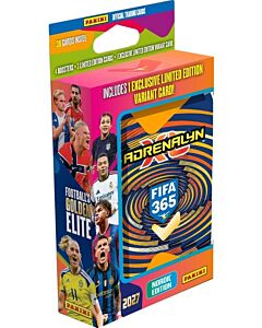 Panini FIFA 365 Adrenalyn XL 2027 Nordic Edition Pocket Tin i fargerik eske med blå og oransje metallboks