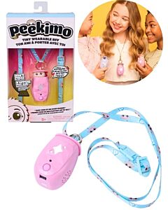 Peekimo Pink Penny interaktivt kjæledyr i rosa pod med blå bæresnor og emballasje