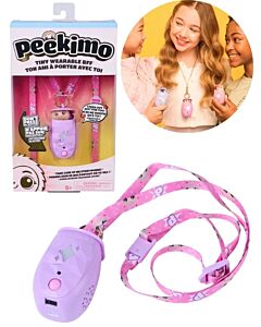 Peekimo Purple Lulu interaktivt kjæledyr i lilla pod med rosa bæresnor og emballasje