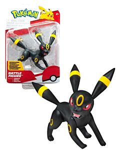 Pokémon Battle Figure Umbreon med svart kropp, gule ringer og røde øyne, vist sammen med emballasjen