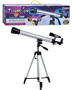 Teleskop til børn med justerbart stativ, 60x og 120x forstørrelse samt observationstilbehør