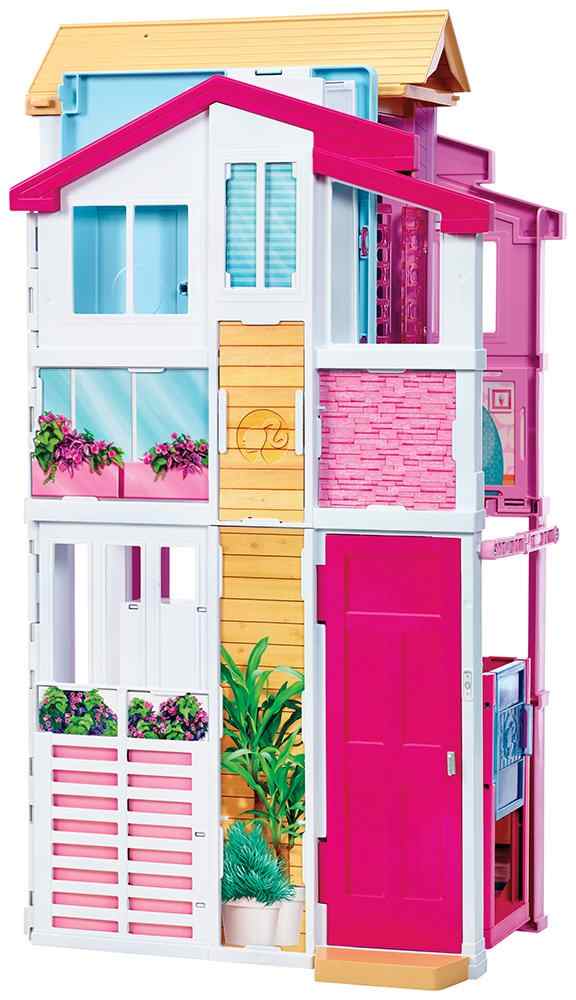 Barbie Malibu Townhouse dukkehus - 3 etager med møbler og - DLY32