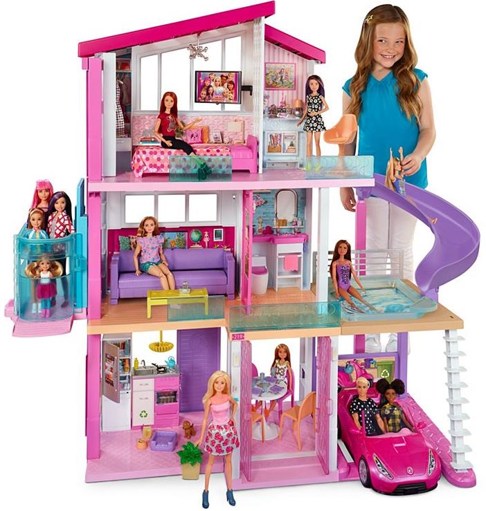 Barbie - dukkehus med 3 etager - rutsjebane og elevator - med og lyd GNH53