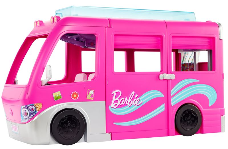 Barbie Dream Camper legesæt - autocamper med rutsjebane og bassin - 7 legeområder - 60 dele - 120 HCD46
