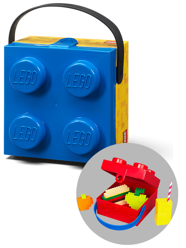 peddling Artifact træt LEGO Storage Madkasse med håndtag - stor LEGO klods - bright blue 40240002