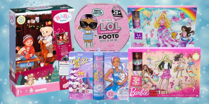 Julekalender med klær og tilbehør til dukke - Baby Born, Barbie og LOL Surprise