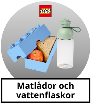 LEGO matlådor och vattenflaskor