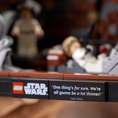 Lego Star Wars søppelsjakt byggesett med Han Solo sitat