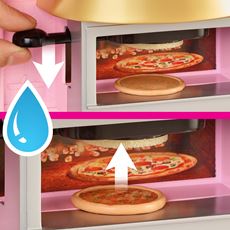 Sett pizzaen i ovnen og press spaken for å se vannaktivert farge-endring